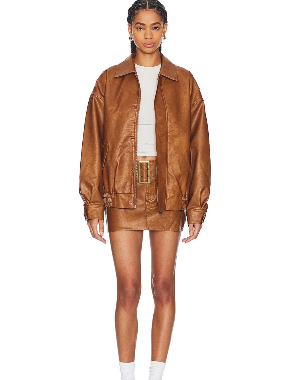 Leather Bomber Jacket + Skirt (SET)